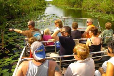 humans on the airboat